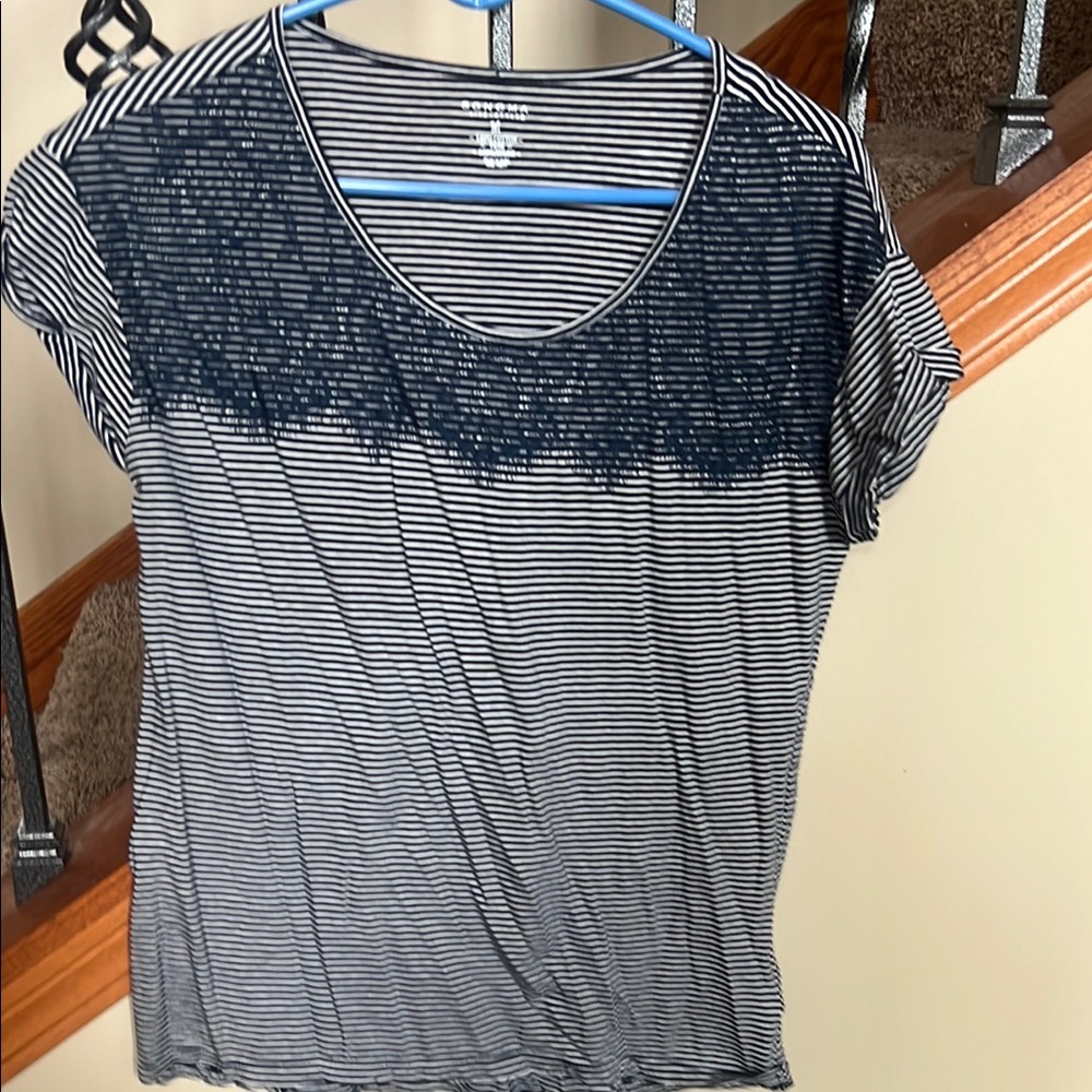 Sonoma navy  and whiteStriped Short Sleeve T-Shirt with Lace